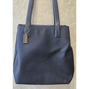 Coach Black Nylon Tote Bag Leather Trim Shoulder Purse Style COJ-7411 Y2K